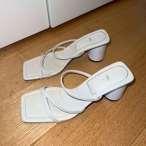 Zara Strappy Block Heel Sandals (cream)